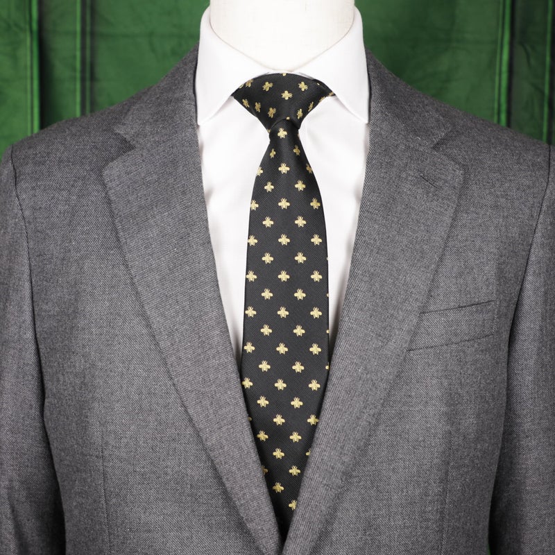 MENDEPOT Bee Necktie With Box Microfiber Jacquard Gold Bee Pattern tie - Image 4